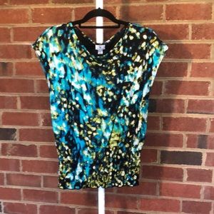 Worthington Business Blouse Black/Turquoise/Green/White Size M
